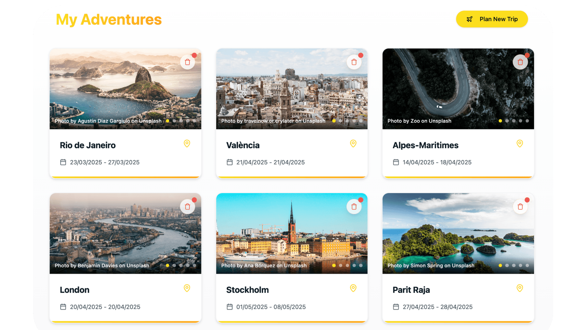 Multiple itineraries example
