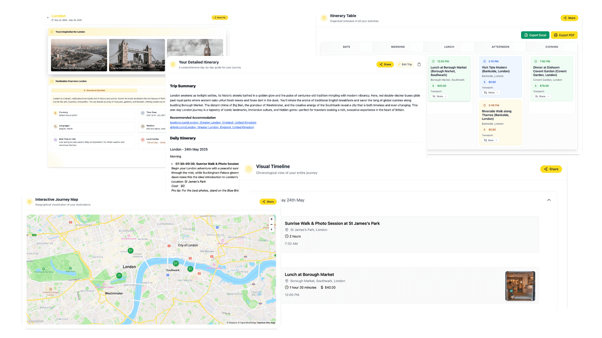 Trip example in multiple formats